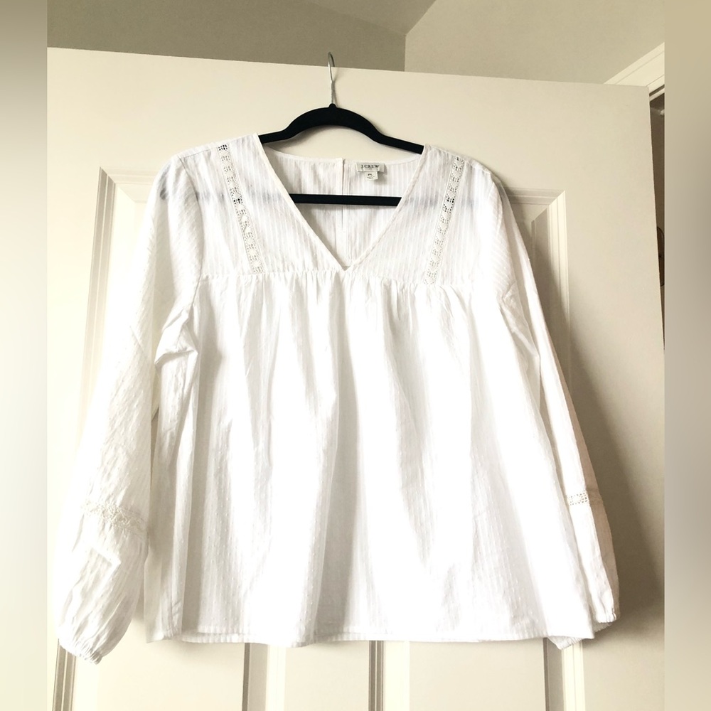 J Crew white peasant top blouse. Size petite large